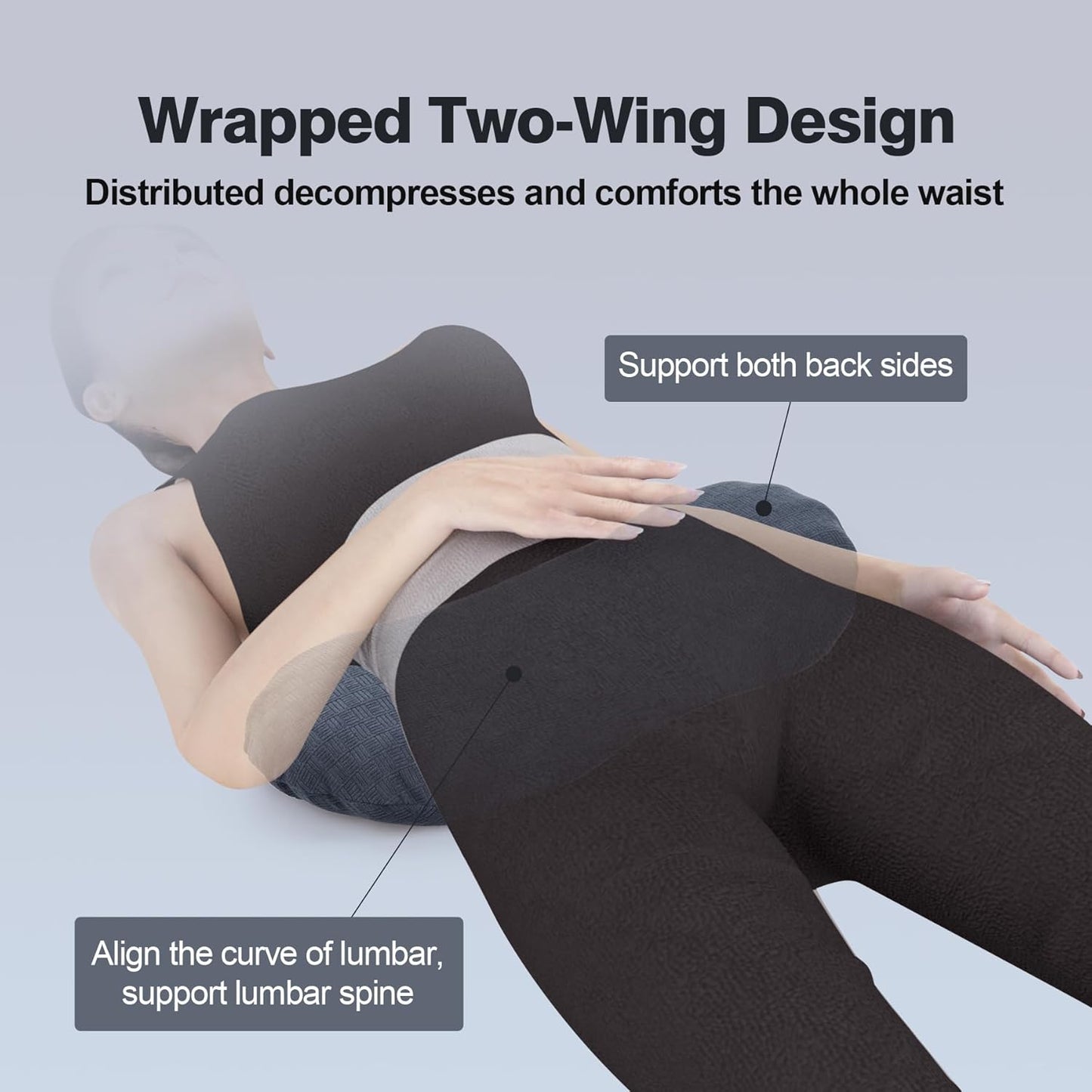COMFYTHERA Lumbar Support Pillow for Sleeping Memory Foam Lumbar Support Cushion for Lower Back Pain Relief, Back Support Bed Pillow Waist Support (Dark Grey, Large)