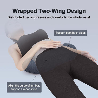 COMFYTHERA Lumbar Support Pillow for Sleeping Memory Foam Lumbar Support Cushion for Lower Back Pain Relief, Back Support Bed Pillow Waist Support (Dark Grey, Large)
