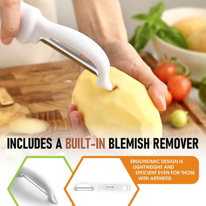 Spring Chef Swivel Potato Peeler for Kitchen with Ergonomic Handle, White