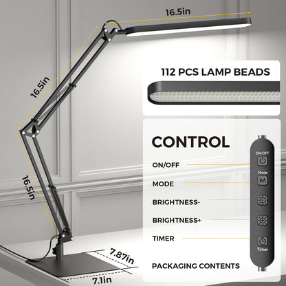 SKYLEO Desk Lamp for Home Office, Eye Comfortable LED Desk Light for Long Hours, Adjustable Swing Arm with Memory Function, Black