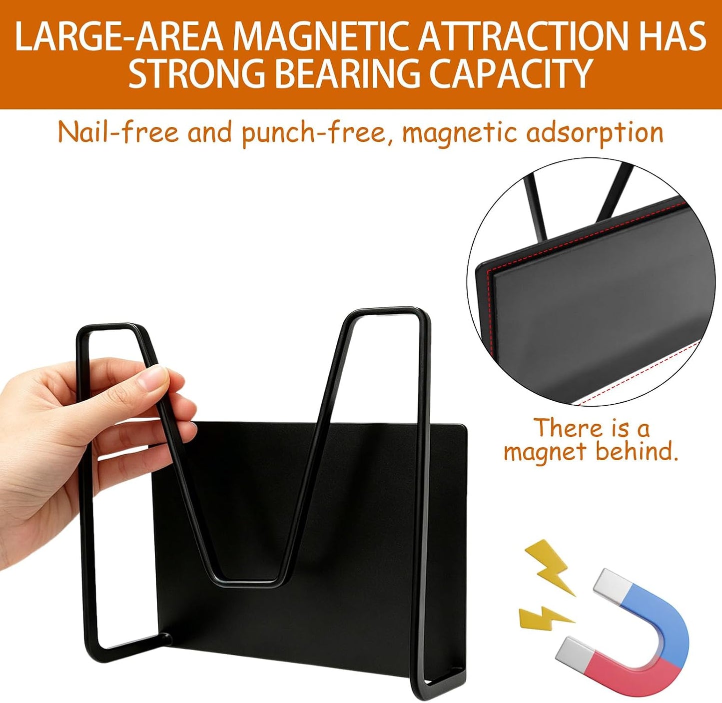 2 Pcs Magnetic Pot Lid Holder,Strong Magnetic Stainless Steel Pot Lid Organizer, Refrigerator Mount Movable Kitchen Storage Rack for Cutting Board, Baking Tray and Pan Covers