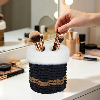 Paper Rope Plush Lined Eyelasses Holder Stand for Nightstand Desk
