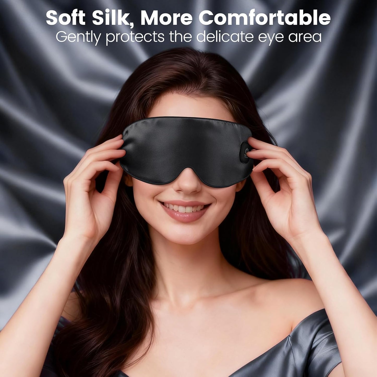 Cordless Heated Eye Mask for Dry Eyes, Blocking Light Warm Compress Rechargeable, 1000mAh Electric Eye Heating Pad for Sleeping, Washable Heat Sleep Mask with 3 Temperature Settings, Grey | Blocking Light Warm Compress Rechargeable, 1000mAh Electric Eye