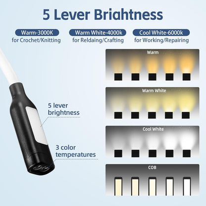 Neck Light, Neck Reading Light,It has a Neck-Warming Function，4 Light 5 Brightness Rechargeable 2000mAh Perfect for Crochet Knitting Cross Stitch Crafting,Book Lovers Gift