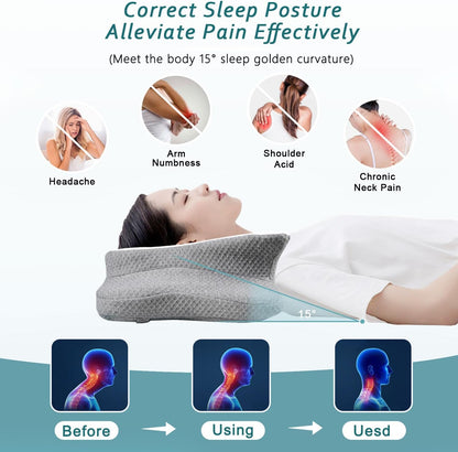 CHxxy Memory Foam Pillows, Cervical Pillow for Neck & Shoulder Pain Relief