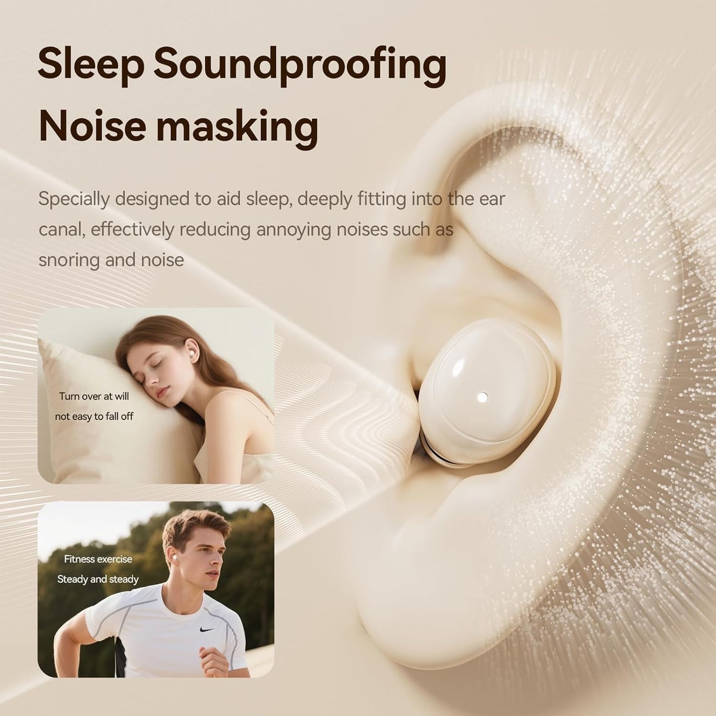 Invisible Mini Sleep Earbuds Wireless Bluetooth, 2-in-1 Dual Design for Side Sleepers, Ultra-Low Profile Soft Ear Tips for Small Ears, Noise Blocking Sleep Headphones with Portable Charging Case