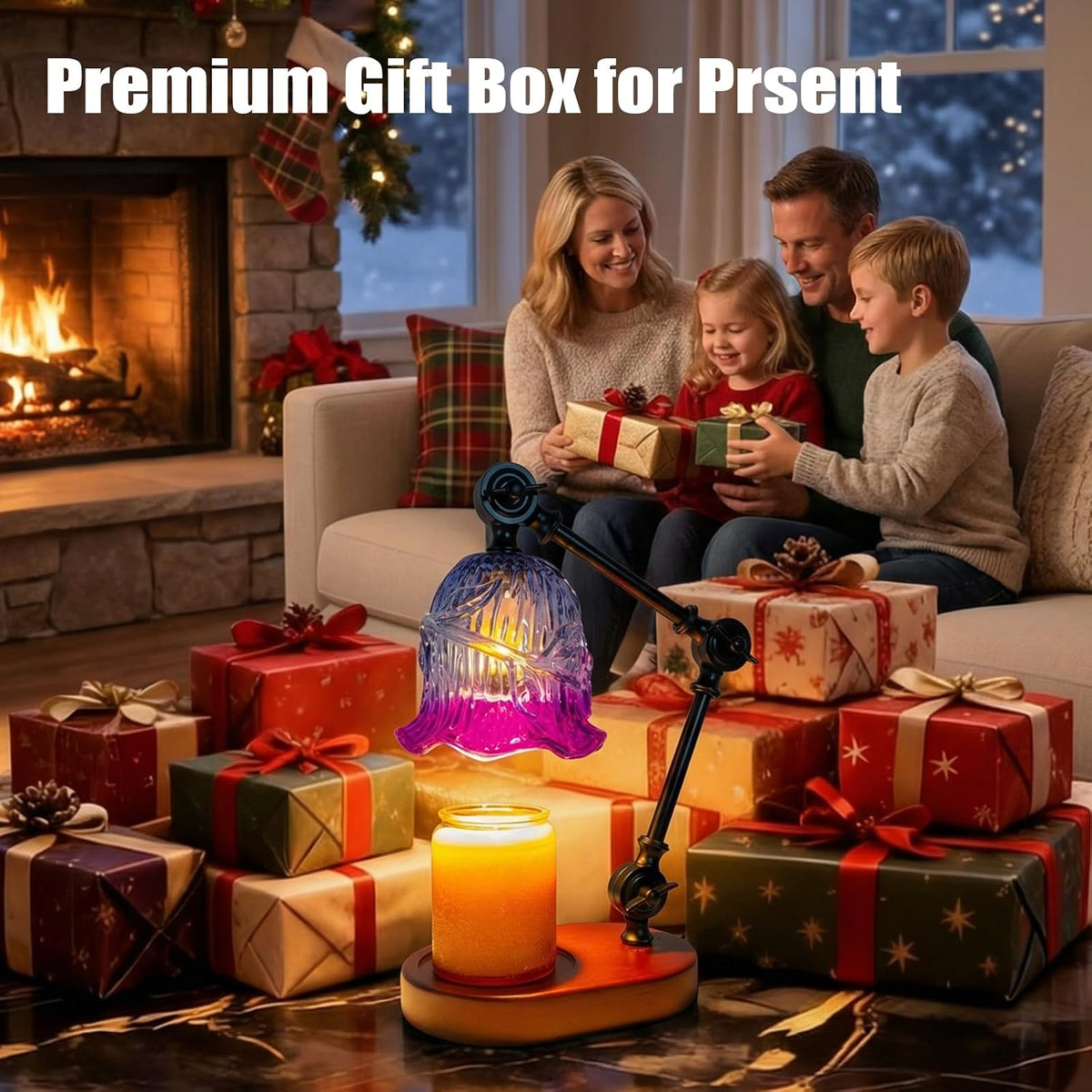 Candle Warmer Lamp, Dimmable Wax Melting Warmer with Adjustable Height, Bedroom Living Room Home Decor, Birthday Relaxation Gifts for Women (Green, Wave)