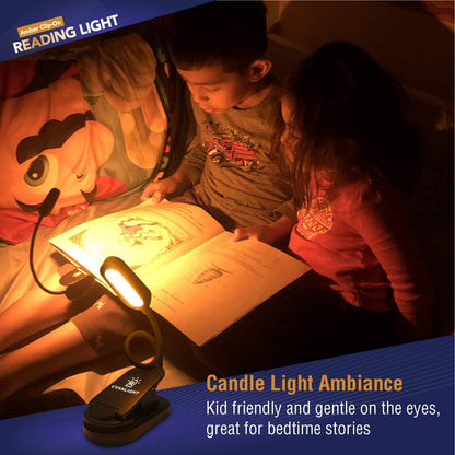 VYANLIGHT Book Light for Reading in Bed, Amber Color Reading Lamp with 360° Rotating Gooseneck, Rechargeable and Dimmable Warm Glow LED Clip-on Light, 1600K Eye Care Portable Light for Readers