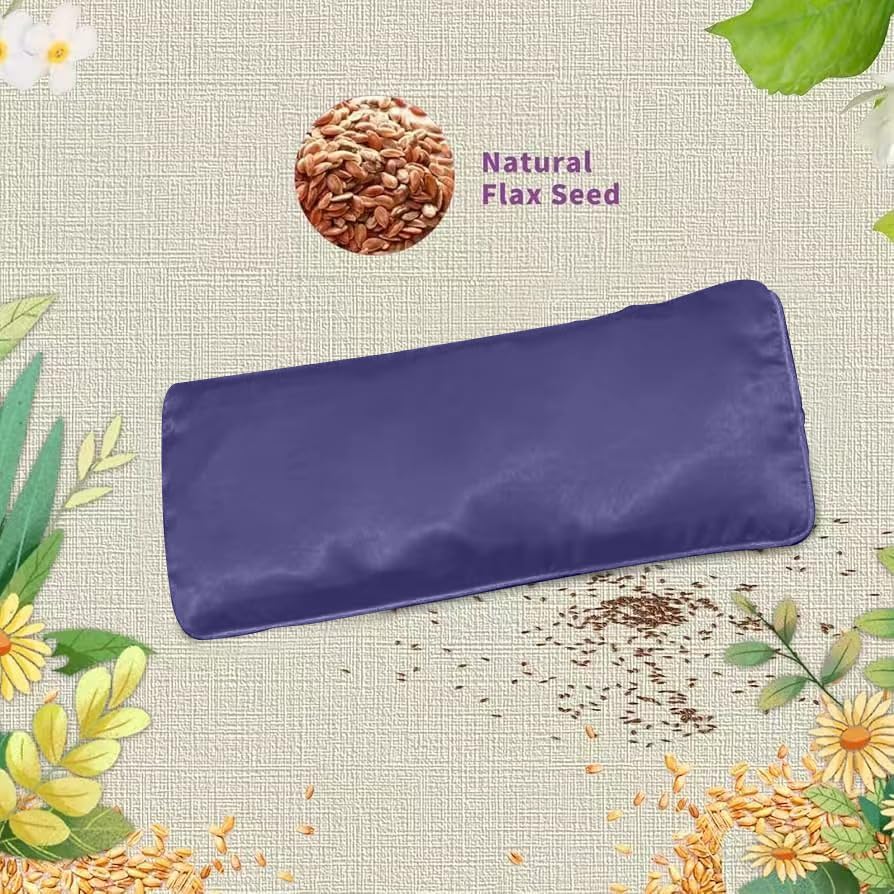 Flexseed Eye Pillow, Hot or Cold Weighted Satin Eye Mask, Microwaveable Moist Heat Eye Compress, Unscented Washable, Perfect for Sleeping, Yoga, Migraine Relief, Pack of 2(Flexseed)