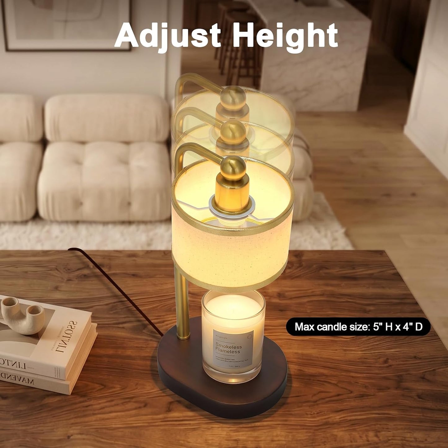 Candle Warmer Lamp with Timer, Modern Golden Candle Warmer for jar Candles, Electric Wax Warmer, Includes 2 Bulbs, Birthday Gift for Women, Mom, Housewarming