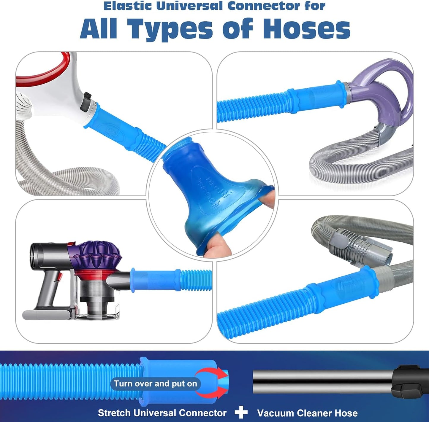 PetOde 2Pcs Dryer Vent Cleaner Kit Universal Vacuum Hose Attachment & Brush | Black Upgraded Flexible Hose for Smooth Airflow Without Whistling Noise, Fits Most Vacuums for Deep Cleaning