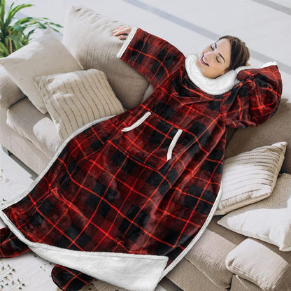 PAVILIA Fleece Blanket with Sleeves, Foot Pockets for Women Men Adults, Plush Wearable Blanket Throw Wrap, Warm Snuggle Blanket Robe, Cozy Gift Ideas Wife Mom, Dark Purple