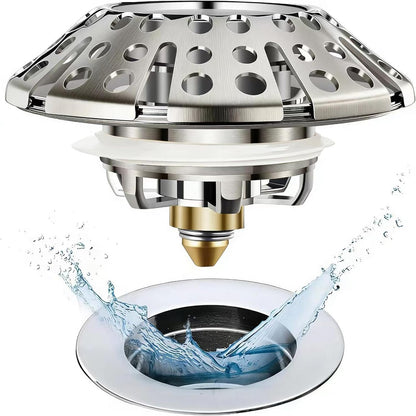 AzWzz Universal Tub Stopper Bathtub Drain Plug, Pop Up Tub Drain Hair Catcher, Drain Cover with Strainer, for 1-3/8 to 2in Bath Drain Hole