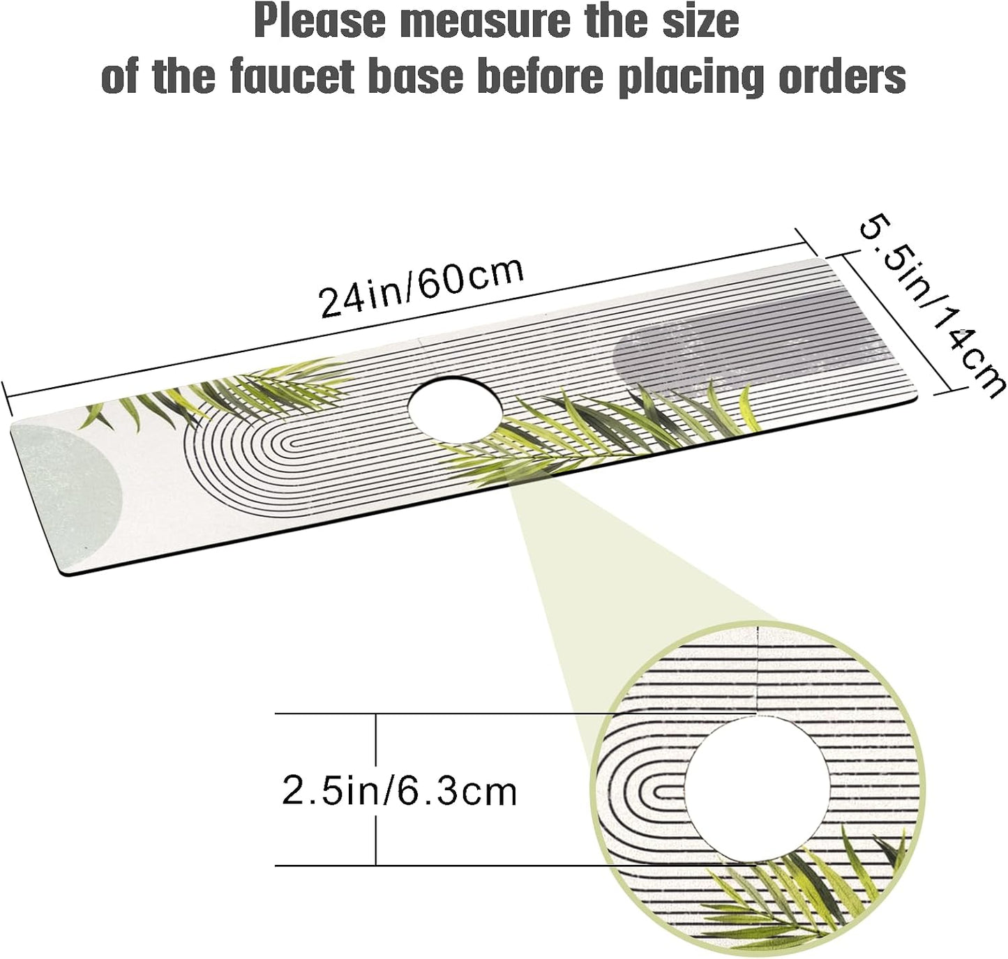 Sink Faucet Absorbing Mat, 2 Pack Drying Mat Around Faucet Sink Splash Guard Behind Faucet Sinkmat For Kitchen Bathroom Island Rv 24 * 5.5 Inch (60 * 14 cm)