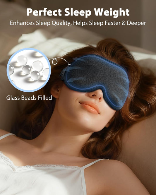 MABAO Weighted Sleep Mask, 100% Blackout Blindfold for Sleeping, Black | 3D Contoured for Lash Extension, Zero Eye Pressure for Women Men, Memory Foam Cover, Soft Gentle Pressure, Blindfold, Travel