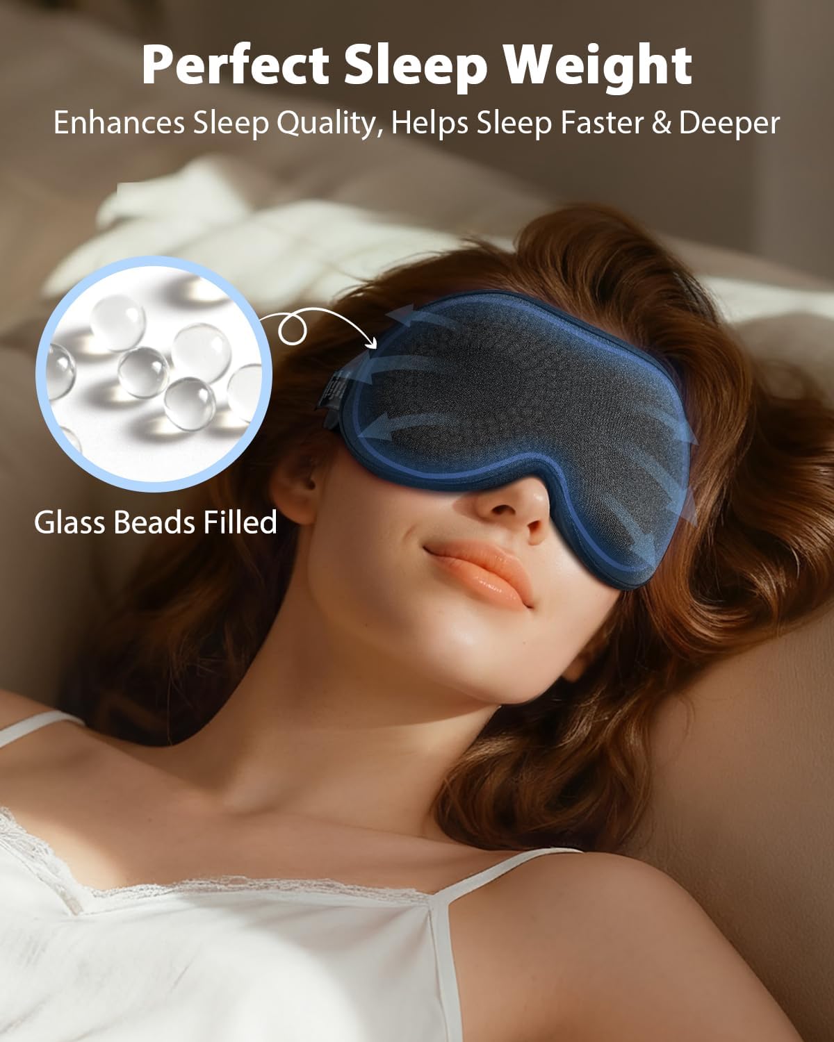 MABAO Weighted Sleep Mask, 100% Blackout Blindfold for Sleeping, Black