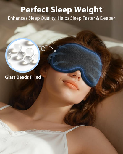 MABAO Weighted Sleep Mask, 100% Blackout Blindfold for Sleeping, Black