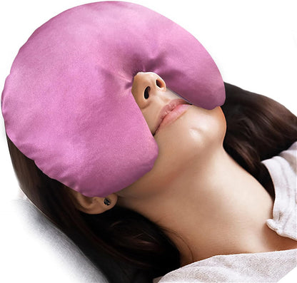 Atsuwell Sinus Mask Microwavable, Heated Eye Masks for Dry Eyes, Pink | Sinus Relief Mask, Warm Cold Compress for Face Eye Fatigue, Unscented Flaxseed Moist Heat, Weighted Eye Mask for Sleeping