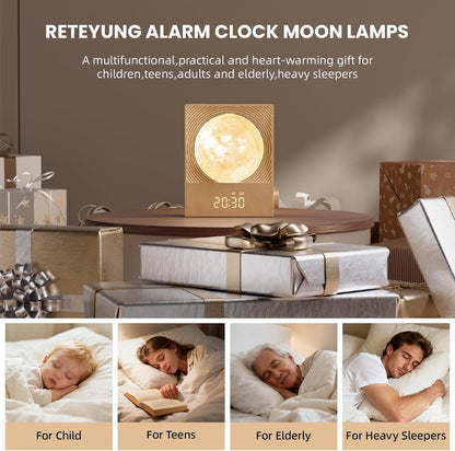 RETEYUNG Sunrise Alarm Clocks Sound Machine Moon Lamp for bedrooms