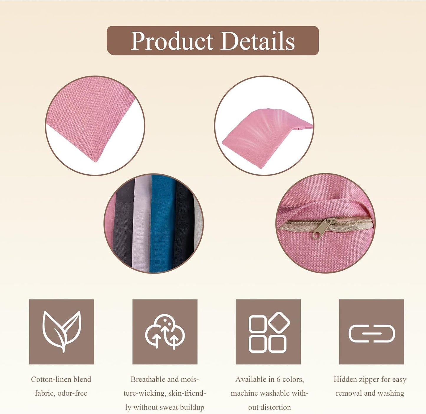 Cotton Weighted Eye Pillow Case Covers, 6pcs Soft Cooling Eye Pillow Cases | for Relaxation for Yoga, Sleeping,Meditation, Spa Migraine Relief, Massage Accessories,Covers ONLY