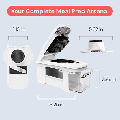 Fullstar Pro XL Vegetable Chopper & Mandoline Slicer w Pull-Out Catch Tray | 6 in 1 Veggie, Onion & Fruit Slicer, Dicer & Grater with Sharp Stainless Steel Blades - XL Food Prep Set (Black)