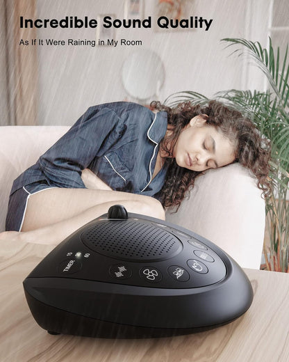 Mesqool Portable White Noise Machine with 24 Soothing Sounds for Sleep | Timer and memory function, headphone jack, USB charging, and AC or battery power for babies, kids, adults and travel