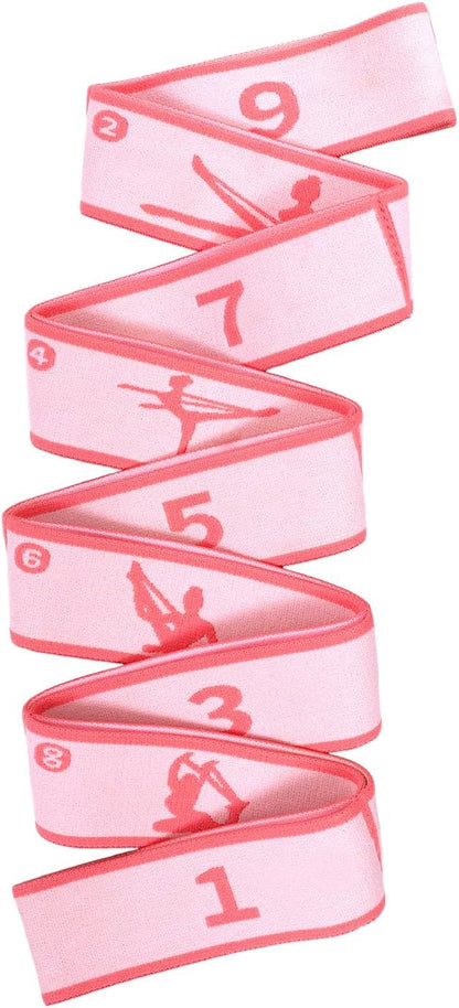 9 Loops Elastic Yoga Stretching Strap Pattern Guide, Resistance Stretch Band for Flexibility, Pilates, Dance, Gymnastics, Ballet, Physical Therapy, Leg & Body Stretching