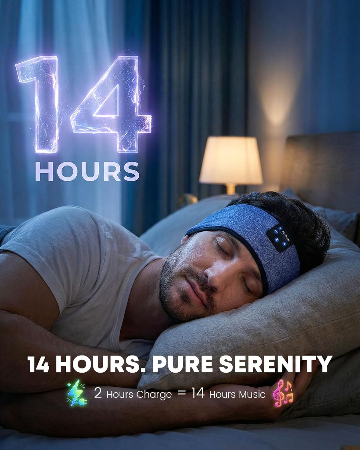 Sleep Headphones Bluetooth 5.4 Headband, Wireless Sleep Headphones with Ultra-Thin HD Stereo Speakers for Side Sleepers, Sweatproof Sports Headband for Workout Yoga Running Cool Gadget Unique Gifts
