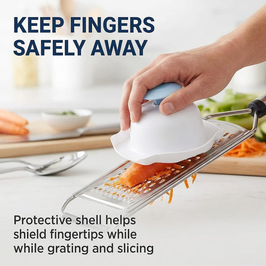 Blue Food Safety Holder for Mandolin Slicer or Grater,Finger Anti-Cut Protectors for Vegetable Grater, Food Slicer Cutter Finger Guard for Mandoline Cutting for Kitchen and Dining