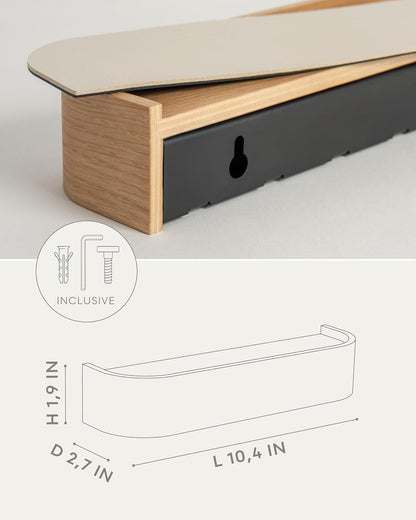 Kazai. Key Holder 'Toke' | Minimalist Key Hook Design from Berlin | Modern Key Holder Wall Mount with Wooden Shelf | Key Rack for Wall as Entryway Organizer | Walnut