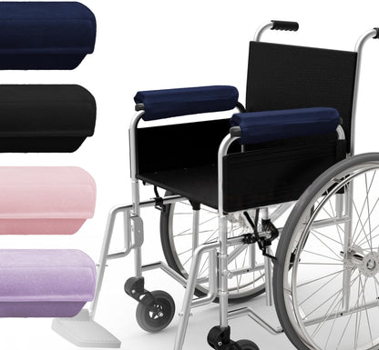 SPRING SEAON Wheelchair Accessories Armrest Covers, Memory Foam Pads, Pair | Short Plush Surface, Non-slip Bottom, Washable Covers, Wide Hook-and-loop Straps, For Transport, Office, And Gaming Chairs
