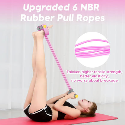 Pedal Resistance Band with Handles, 6-Tubes Natural Rubber Exercise Bands | Upgrade Foot Pedal Resistance Bands for Working Out, Multifunction Fitness Equipment for Abdomen, Waist, Arm, Leg, Pilates