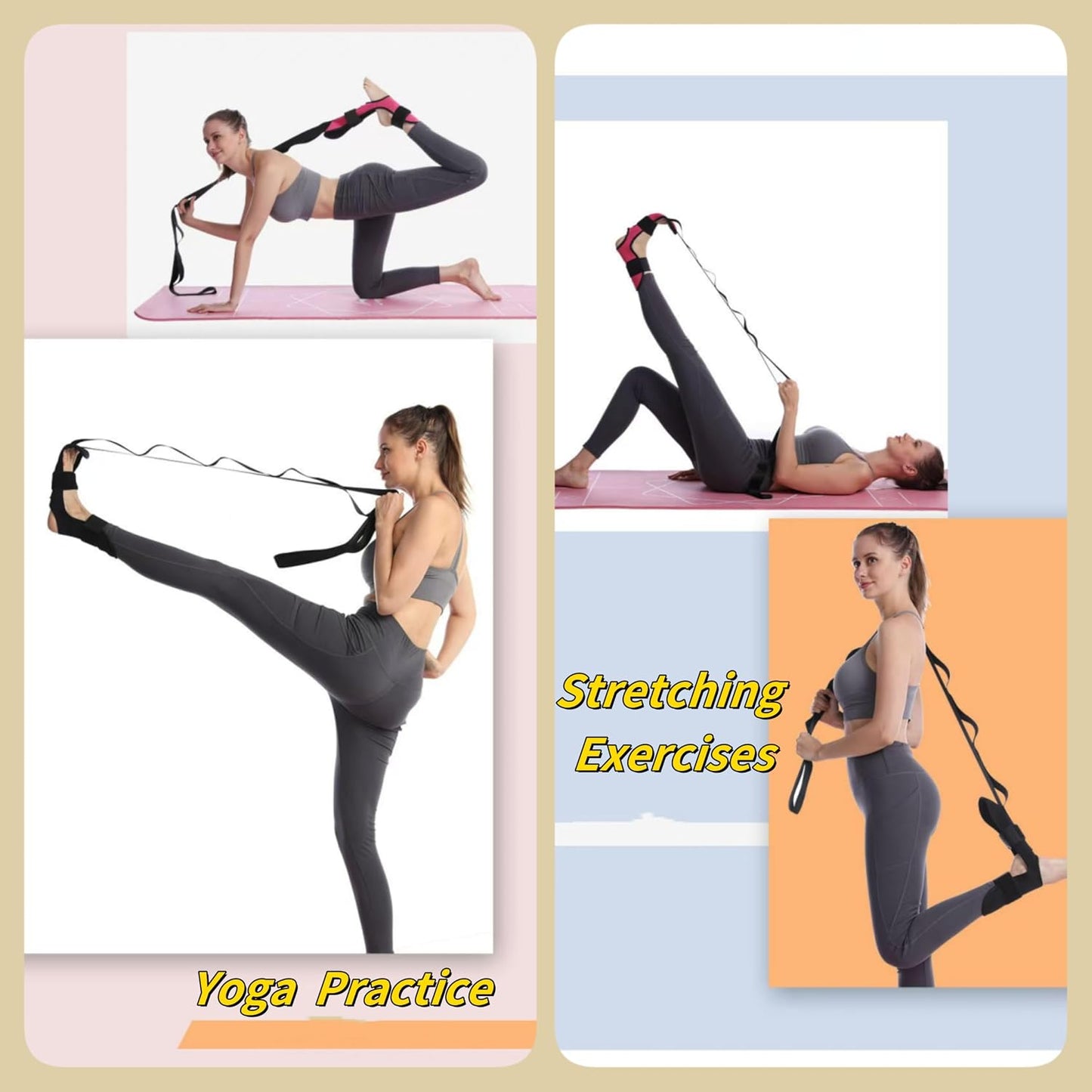 Foot and Calf Stretcher Stretching Strap For Plantar Fasciitis - Hamstring Stretcher Stretching Strap for Achilles Tendonitis, Leg Stretcher Ligament Stretching Belt for yoga, exercise, Plantar Fasciitis, Pain Relief, recovery and increasing mobility