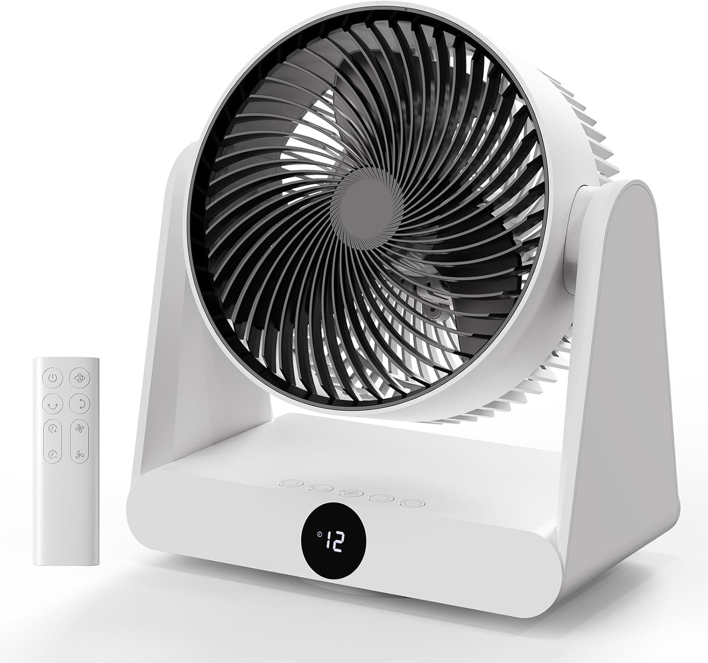 3D Oscillation Air Circulator Fan with Remote, 12000mAh Battery Operated Cordless Desk Fan, 20dB Whisper Quiet Table Fan for Bedroom Home Office, 12 Speeds, 12H Timer, 650 CFM Powerful Airflow