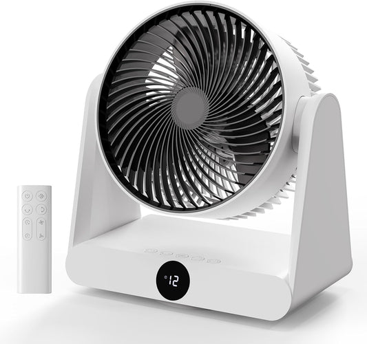 3D Oscillation Air Circulator Fan with Remote, 12000mAh Battery Operated Cordless Desk Fan, 20dB Whisper Quiet Table Fan for Bedroom Home Office, 12 Speeds, 12H Timer, 650 CFM Powerful Airflow