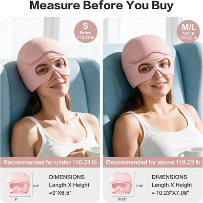 2 in 1 Migraine Relief Cap with Gel Eye Mask, Headache Relief Cap Ice Head Wrap Hot and Cold Therapy Hat Gift for Women for Headache Puffy Eyes Sinus and Tension Stress Relief (Light Purple)