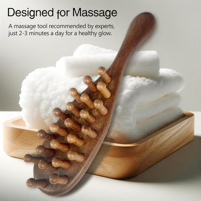 Sandalwood Comb Head Massager for Scalp Stress Relief - Gua Sha Comb for Headache, Neck, and Shoulder Relaxation - Relaxing Presents for Women/Mom/Sisters (1PC), Brown