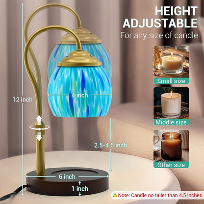 Candle Warmer Lamp - Electric Candle Lamps Timer Dimmer, Sunflower Tiffany Style Stained Glass Candle Warming Lamp Compatible with Jar Candles Valentine Birthday Gifts for Mom Friend Wax Melt Warmer