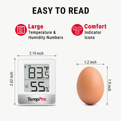 TempPro TempAir 260FT Bluetooth Indoor Thermometer Hygrometer | Indoor Temperature and Humidity Monitor with App Alerts for Bedroom, Greenhouse, Nursery & Cellar, 2-Year Data Export