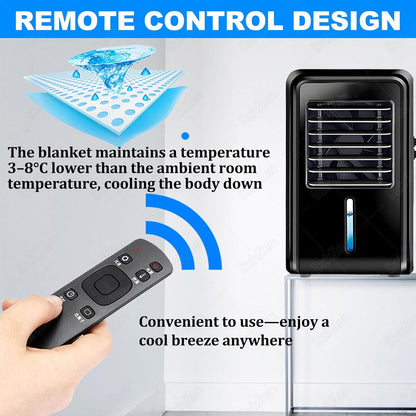Cooling Mattress Pad with Remote Control, Bed Fan Cooling System, with 4 Speeds & Timer, 2.5l Capacity, Quiet Operation, Water Return for Hot Sleepers 160cm*70cm