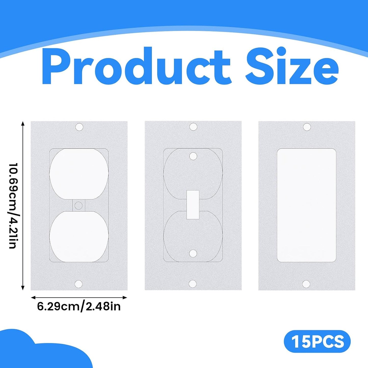 15 Pcs Electrical Outlet Insulator Pads, Outlet Insulation and Draft Sealers, EVA Foam Gasket, Wall Plate Insulation Gasket for Light, Switch Socket, 2.5 x 4.2 inch