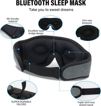 Sleep Headphones,Sleep Mask for Side Sleeper,3D Eye Mask for Sleeping with Stereo Speakers,Bluetooth Headphone,Perfect for Gifts for Women/Men Black