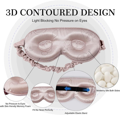 ZIMASILK Adjustable 22 Momme 100% Pure Mulberry Silk Sleep Mask, 3D Contoured Cup Eye Mask for Sleeping, Super Soft Breathable Blindfold, Perfect Blocks Light for Sleeping (Black)