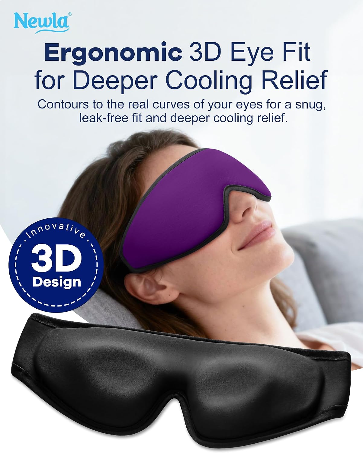 Cooling Gel Eye Mask for Puffy Eyes, Larger Full-Eye Contour Cold Compress | Ice-Cold Gel Therapy, Forehead & Upper Cheek Cooling Relief, Reusable Ice Pack for Eyes, FSA Eligible Items HSA, Black