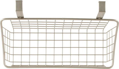 Spectrum Hanging Baskets for Organizing (Large, Satin Nickel) - Grid Over the Cabinet Wire Basket for Kitchen or Bathroom - Door Hanging Storage Organizer for Cleaning Supplies, Washcloths, & Towels
