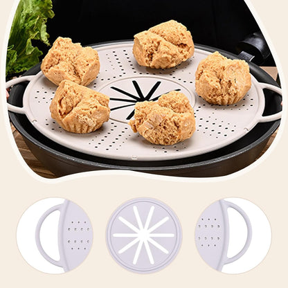 Silicone Spill Stopper Lid, 10.94 in Heat Resistant Splatter Screen with Double Handles for Boil-Over Prevention, Black