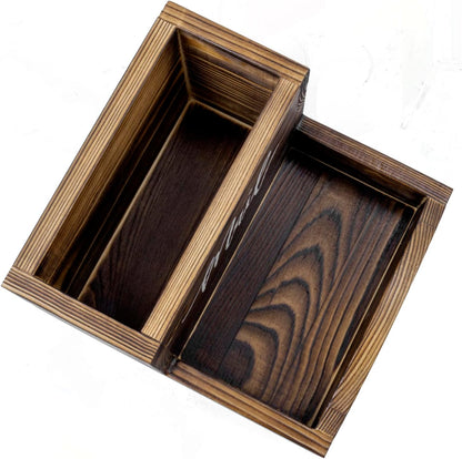 MyGift Rustic Torched Wood Mail Holder and Key Organizer Entryway Storage Tray with Cursive Mail and Keys Word Design, Office, Dorm, Classroom Desktop Organizing Bin