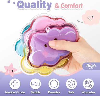 Hilph Kids Ice Packs for Boo Boos, 4 Gel Ice Packs for Injuries Reusable | Cute Soft Gel Cooling Pad, Small Cold Pack for Toddler Baby Childs, Hot Cold Compress for Pain Relief Bumps Bruises Toothache