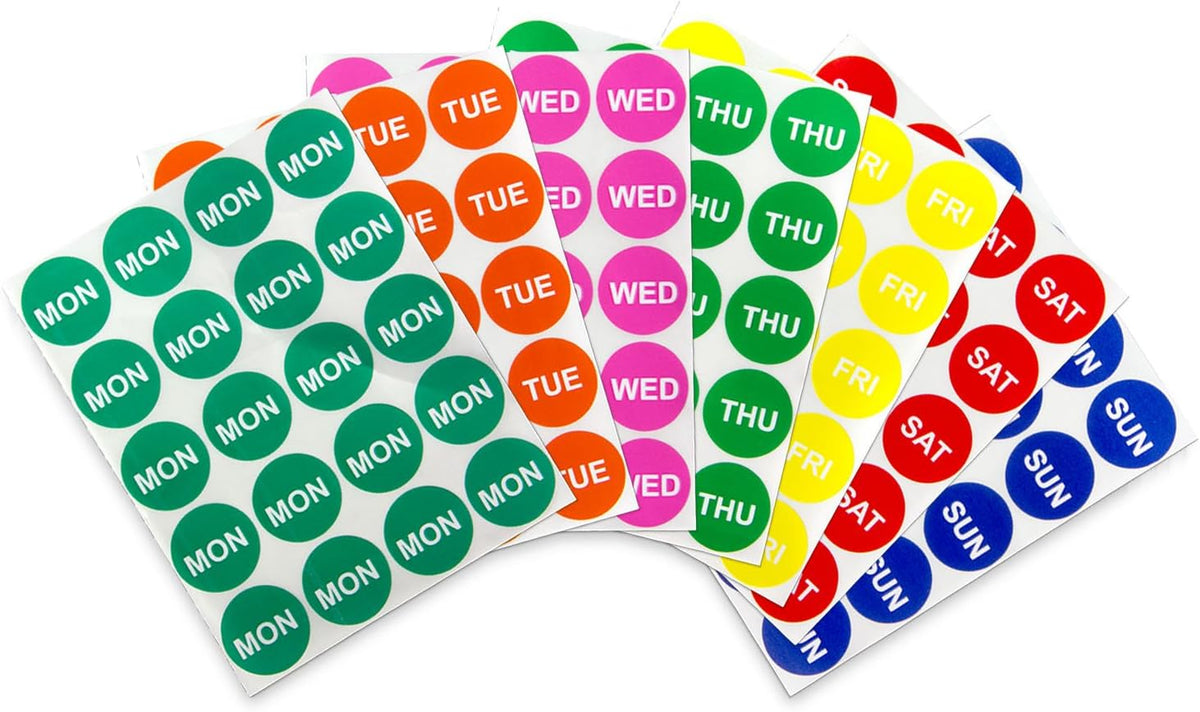 Monday to Sunday, Days of The Week Stickers (2 inch, Green - 2100 Labels) Circle Dot Monday to Sunday Labels or Food, Restaurant & Inventory Management - Easy to Peel Off