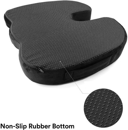 Upgraded Memory Foam Seat Cushion, for Sciatica, Back, Hip, and Tailbone Pain Relief, Firm Comfortable, Support for Office Chair, Wheelchair,Car. Nonslip Orthopedic Memory Foam Coccyx Cushion